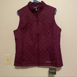 ❌SOLD❌ NWTs EDDIE BAUER Women’s Full Zip Quilted Vest Size Large Dark Plum
